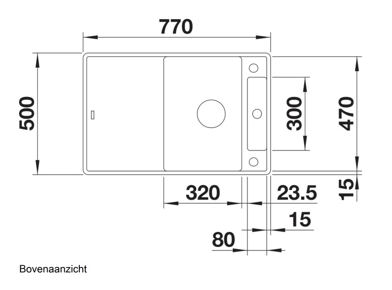 Enkele spoelbak Blanco 523198 detail 2