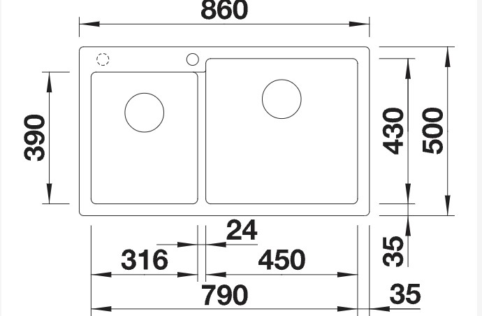 Evier 1 1/2 bassin Blanco 523057 detail 1