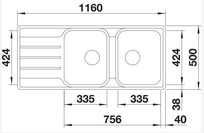 Dubbele spoelbak Blanco 523036/° detail 1