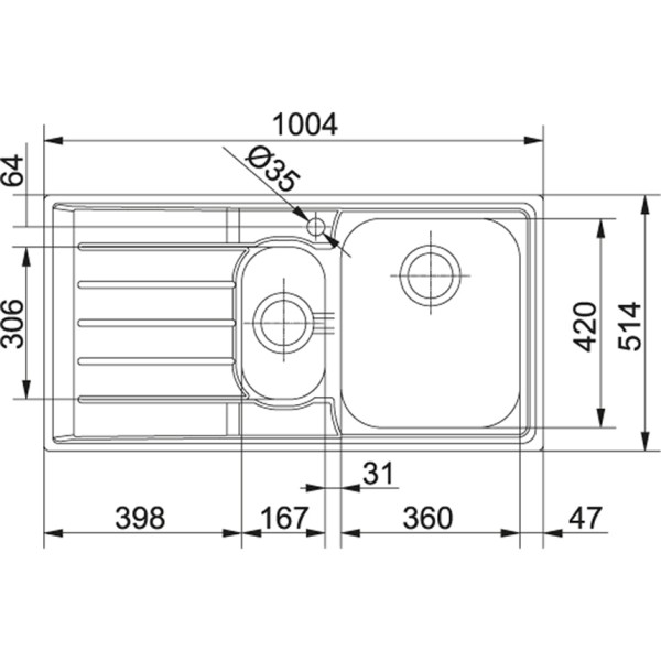 Anderhalve spoelbak Franke NEX251L1 detail 1