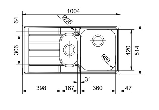 Evier 1 1/2 bassin Franke NEX251R1 detail 1