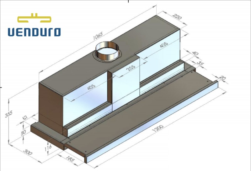 Dampkap telescopisch Venduro TA120/940INOX detail 1