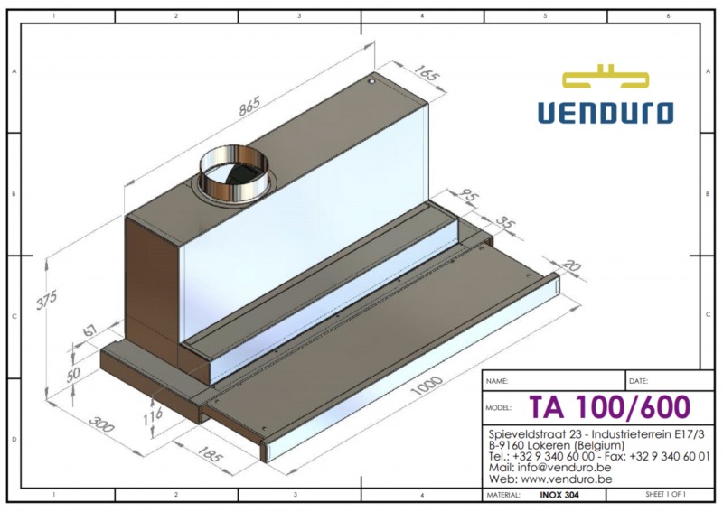 Hotte téléscopique Venduro TA100/600 detail 1