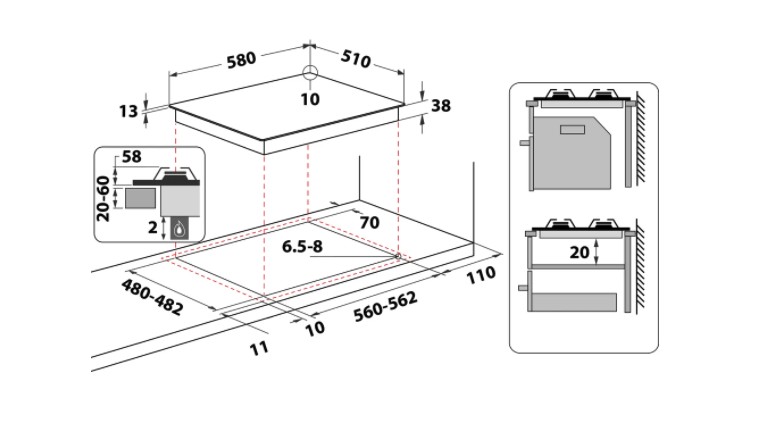 Kookplaat  gas Whirlpool TGML650IX detail 5