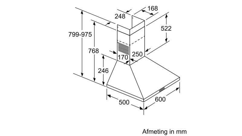 Dampkap wand/schouw Bosch DWP64BC50 detail 5