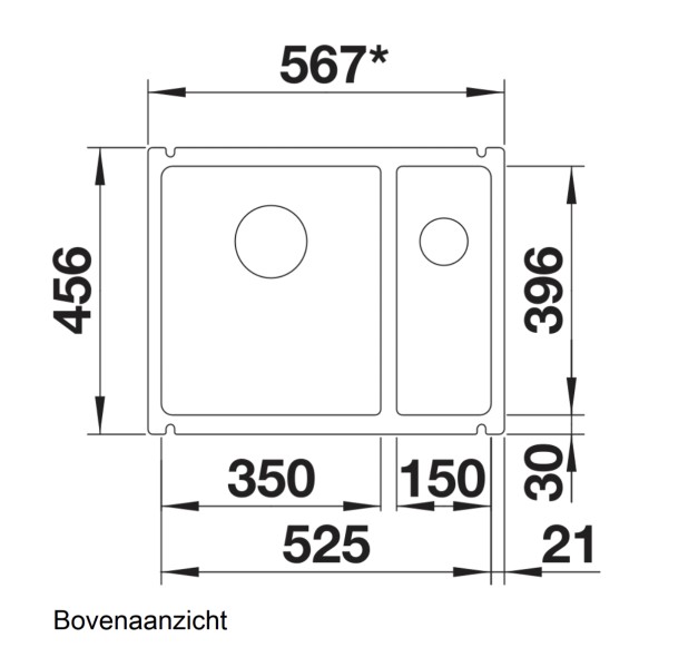 Anderhalve spoelbak Blanco 523741 detail 1