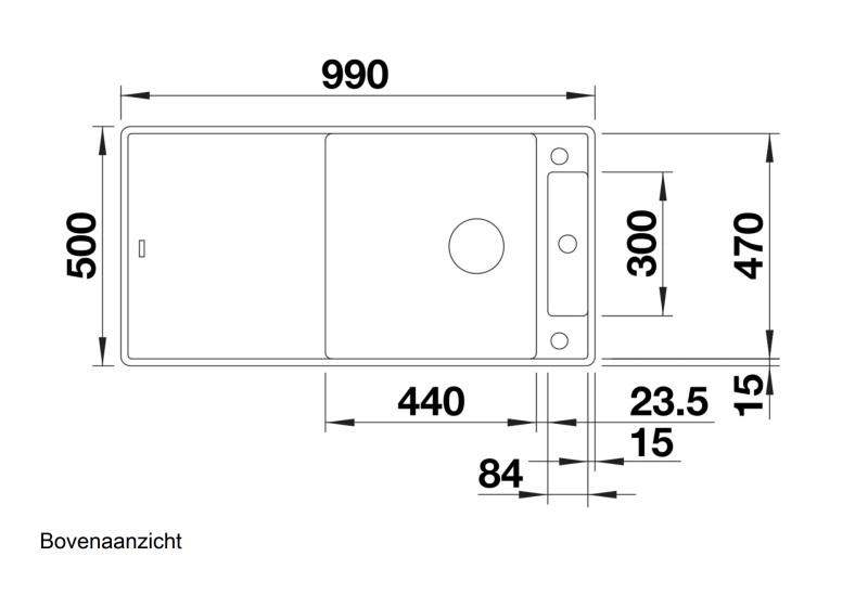 Enkele spoelbak Blanco 523523 detail 2