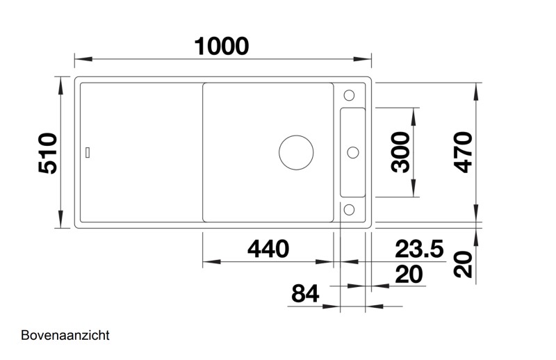 Enkele spoelbak Blanco 523514 detail 2