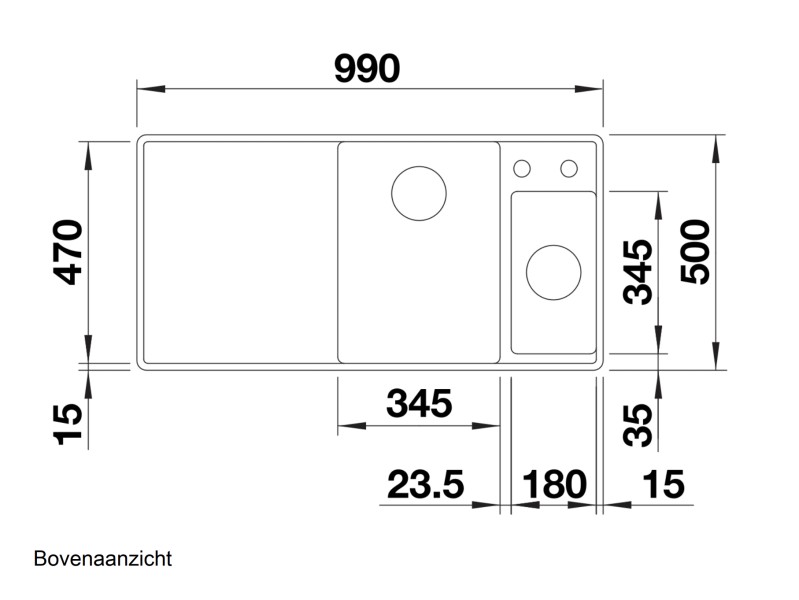Anderhalve spoelbak Blanco 523490 detail 2