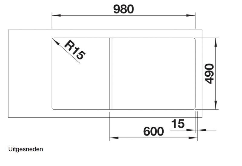 Anderhalve spoelbak Blanco 523463 detail 2