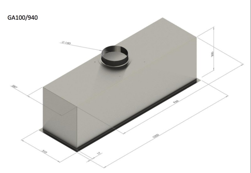 Dampkap inbouwgroep Venduro GA100/940 detail 1