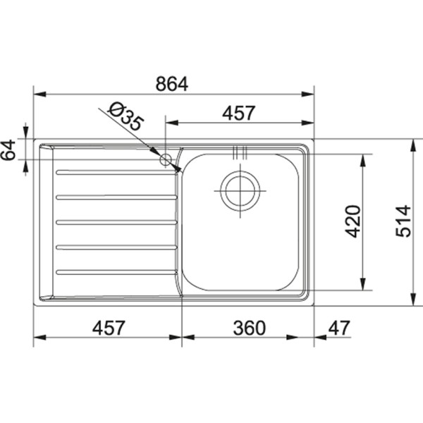 Enkele spoelbak Franke NEX211R1 detail 1