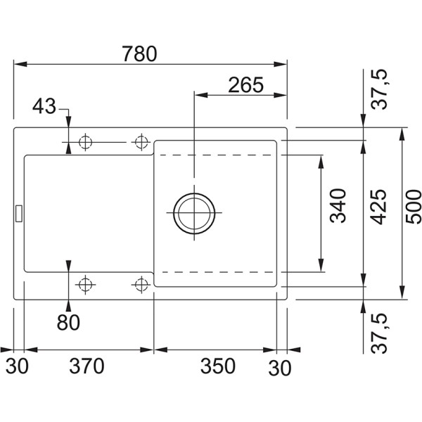 Enkele spoelbak Franke MRG611MW1 detail 1