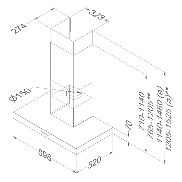 Dampkap wand/schouw Novy 6510 / Novy Salsa detail 3