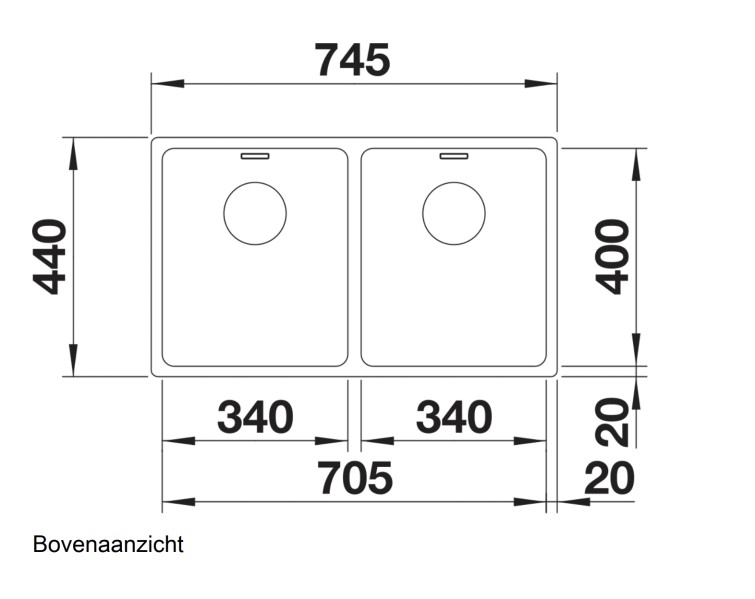 Dubbele spoelbak Blanco 522983/** detail 1