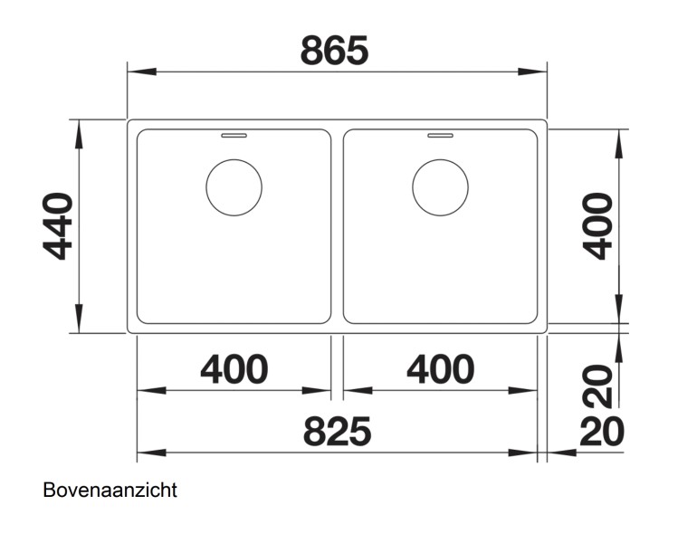 Dubbele spoelbak Blanco 522985/** detail 1