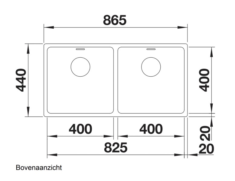 Dubbele spoelbak Blanco 522987/** detail 1