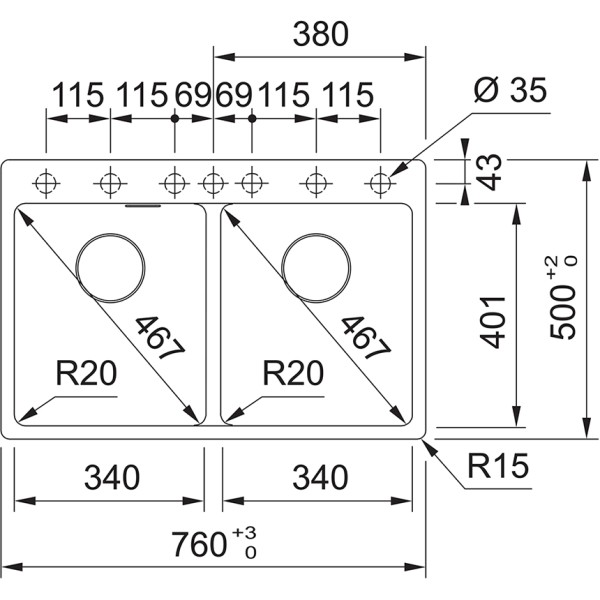 Evier 2 bassins Franke MRG620SG1 detail 1