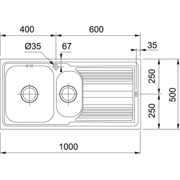 Evier 1 1/2 bassin Franke LLX6511 detail 1