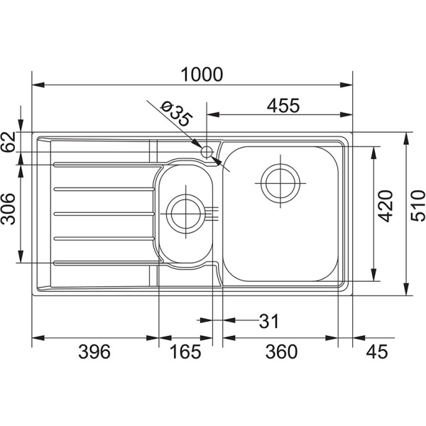 Evier 1 1/2 bassin Franke NEX651R1 detail 1