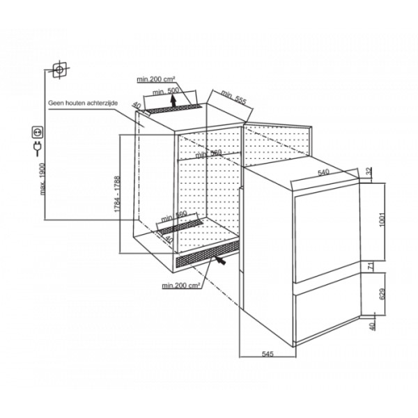 Koelvriescombinaties inbouw Beko BCSA285E4SN detail 1