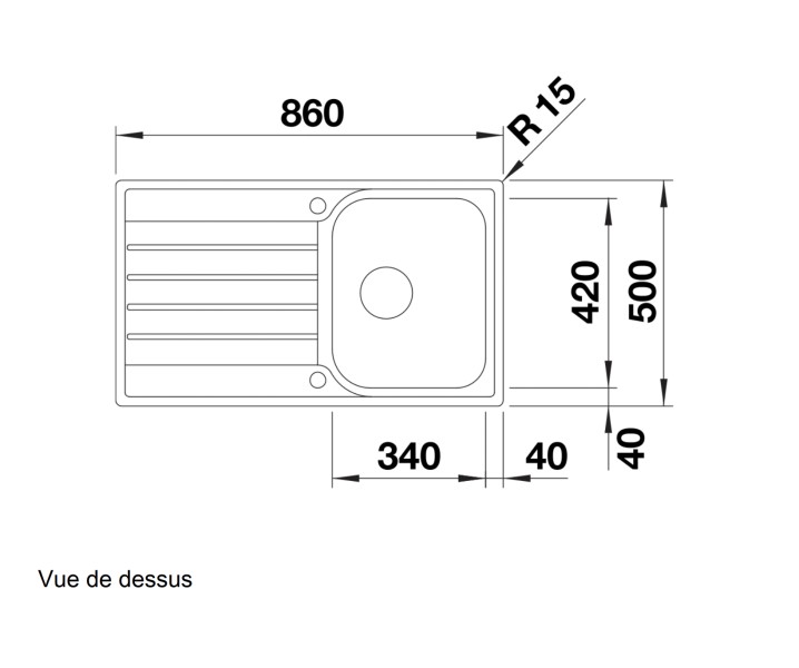 Evier 1 bassin Blanco 514786 detail 1