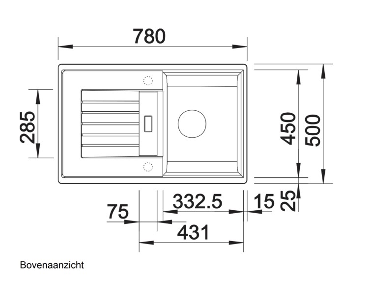 Enkele spoelbak Blanco 514724 detail 1