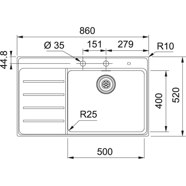 Enkele spoelbak Franke MYX211TLL1 detail 1