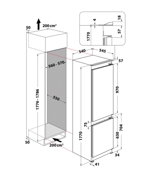 Combiné réfrigérateur/congélateur intégrable Whirlpool WHC18T323 detail 4