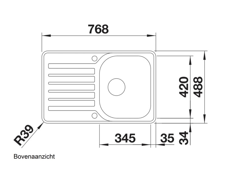 Enkele spoelbak Blanco 519059 detail 1