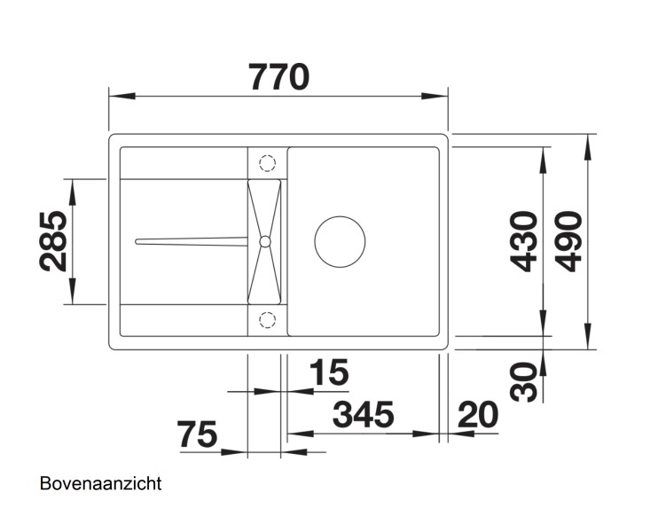 Evier 1 bassin Blanco 519088 detail 1