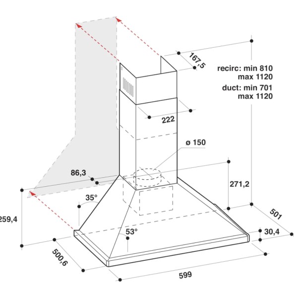 Hotte cheminée Whirlpool WHCN64FLMX1 detail 3