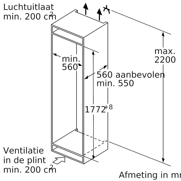 Koelkast inbouw 176-179cm hoog Bosch KIR81AFE0 detail 5