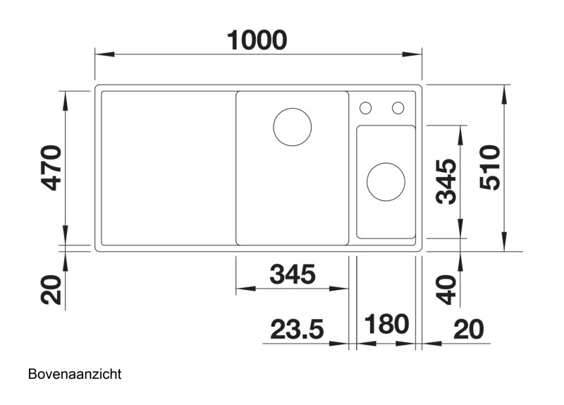 Anderhalve spoelbak Blanco 524662 detail 2