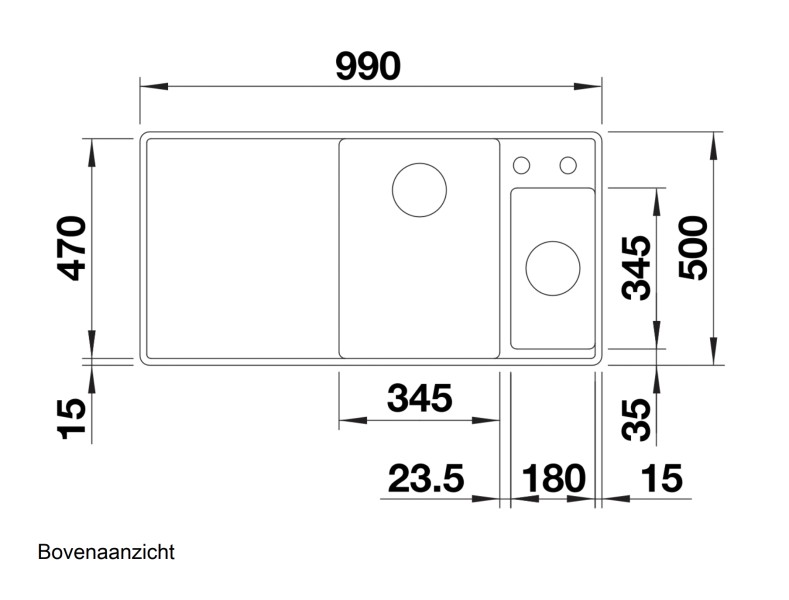 Anderhalve spoelbak Blanco 524668 detail 2