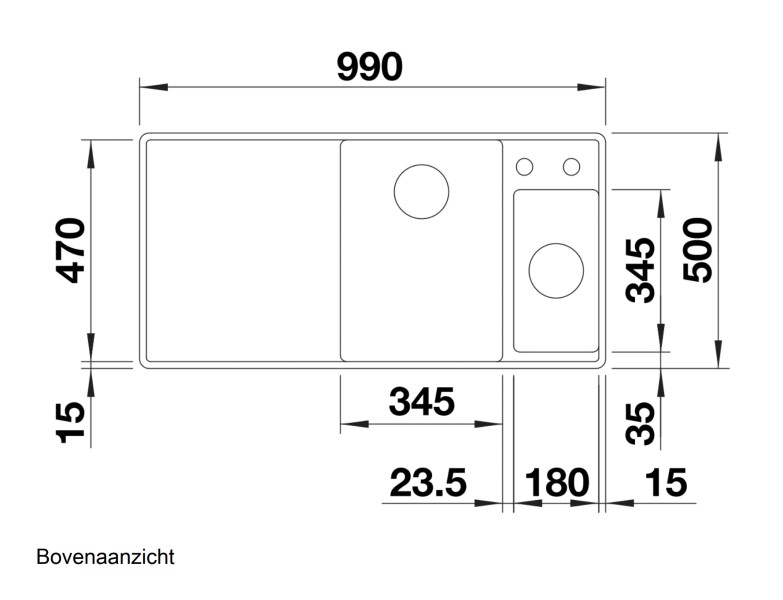 Anderhalve spoelbak Blanco 524674 detail 2