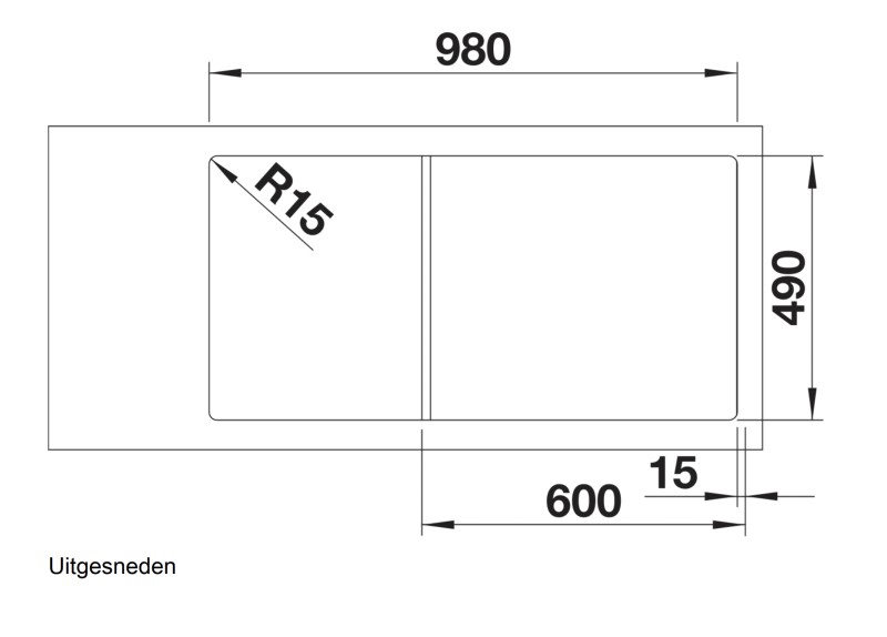 Anderhalve spoelbak Blanco 524650 detail 2