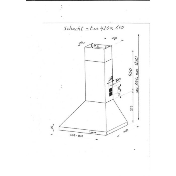 Dampkap wand/schouw Beko CWB9441XN detail 3