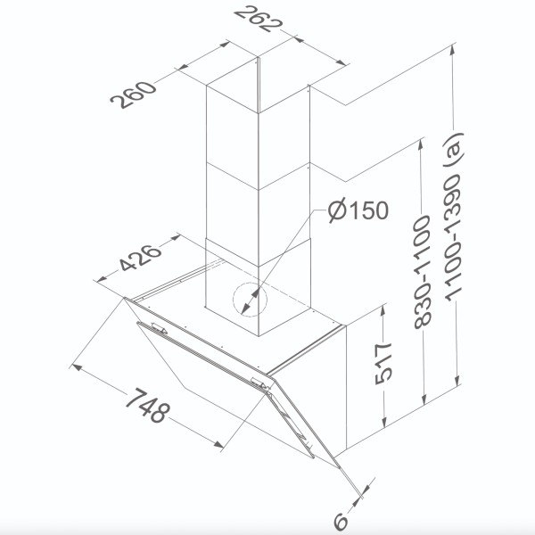 Dampkap wand/schouw Novy 7851 / Novy Vision detail 4