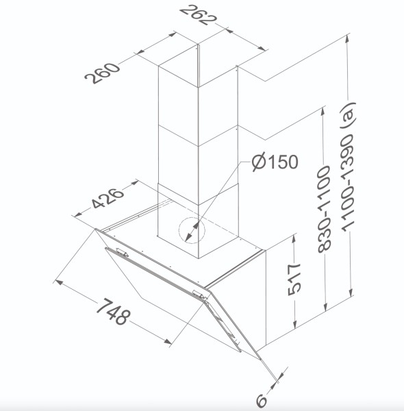 Dampkap wand/schouw Novy 7853 / Novy Vision detail 4