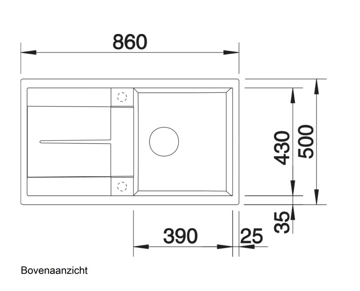 Enkele spoelbak Blanco 518871 detail 1