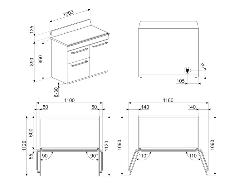 Fornuis inductie kookplaat Smeg TR103IBL2 detail 3