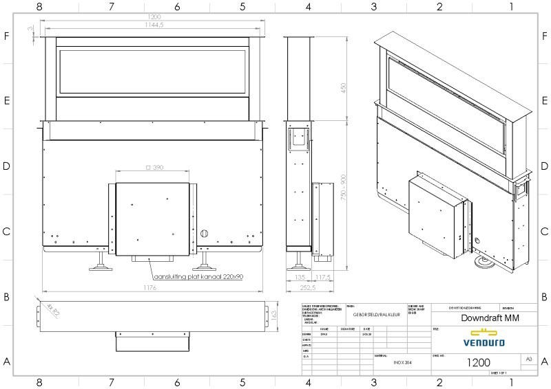 Hotte plan de travail Venduro D-DRAFTI90ZM detail 1