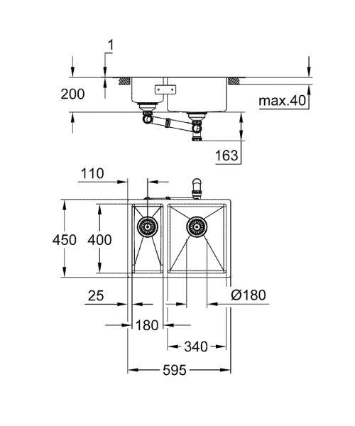 Anderhalve spoelbak Grohe 31576SD1 detail 1