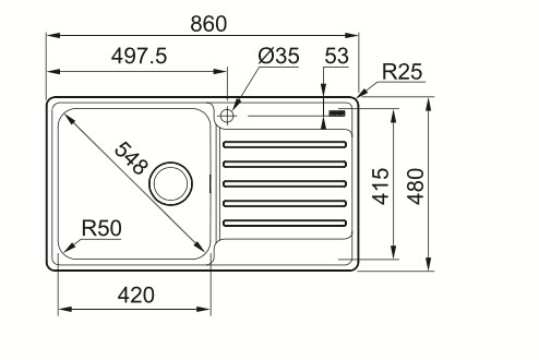 Enkele spoelbak Franke BCX211RP detail 1