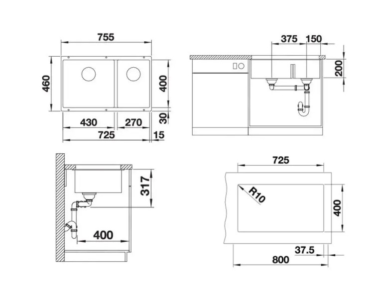 Evier 2 bassins Blanco 523155 detail 1