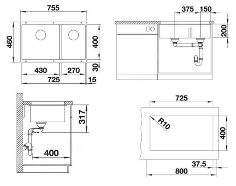 Dubbele spoelbak Blanco 523160 detail 1
