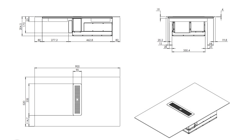 Taque de cuisson avec hotte intégrée Venduro VEND90-HH-4F detail 2
