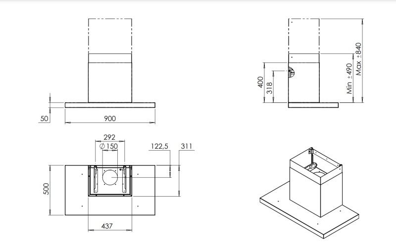 Hotte aspirante sans moteur Venduro THINEI90ZM detail 1