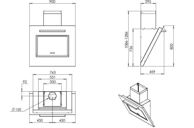 Dampkap wand/schouw Venduro AXIS2WI90MM detail 1